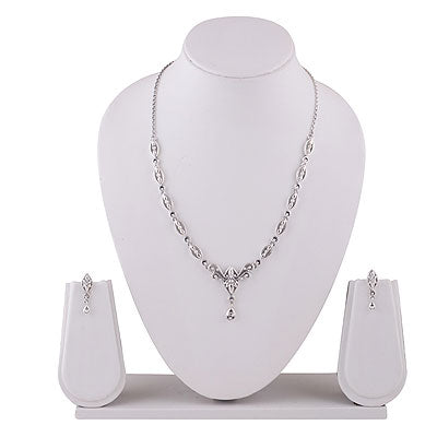 Beautifully Designed Flower Inspired Plain 925 Sterling Solid Silver Necklace Sets - R7000008-1