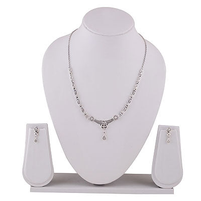 Beautiful Hanging Drop on Plain 925 Sterling Solid Silver Necklace Sets - R7000009-7