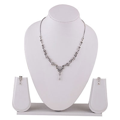 Stunningly Handcrafted Work on Plain 925 Sterling Solid Silver Necklace Sets - R7000010-1