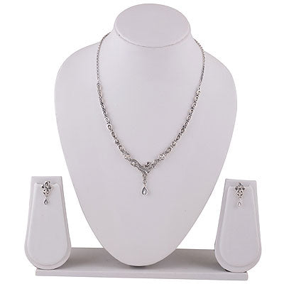 Beautifully Handcrafted Work on Plain 925 Sterling Solid Silver Necklace Sets - R7000010-3