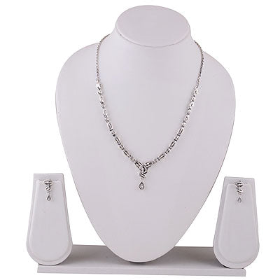 Gorgeous Hanging Work on Plain 925 Sterling Solid Silver Necklace Sets - R7000010-5