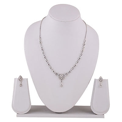 Beautifully Designed Work on Plain 925 Sterling Solid Silver Necklace Sets - R7000010-6
