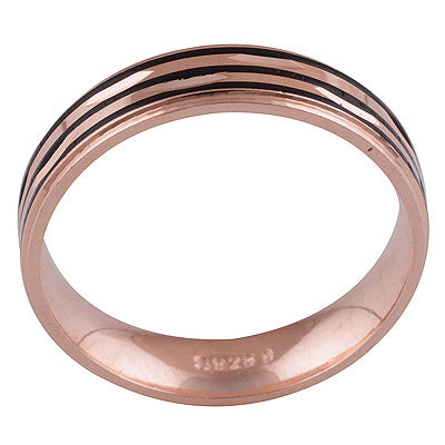 Rose Gold Plated Plain 925 Sterling Silver Ring - R7006-1