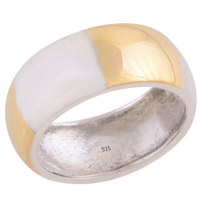 Gorgeous Plain Gold Plated 925 Sterling Solid Silver Ring - R7010-1