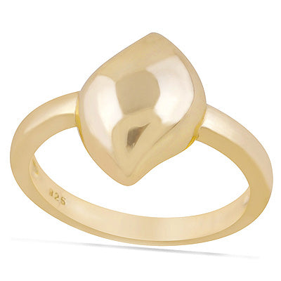 Beautiful Wavy Bold Design Gold Plated Plain 925 Sterling Solid Silver Rings - R7011-1