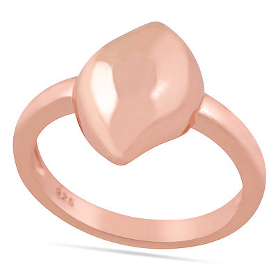 Beautiful Wavy Bold Design Rose Gold Plated Plain 925 Sterling Solid Silver Rings - R7011-2