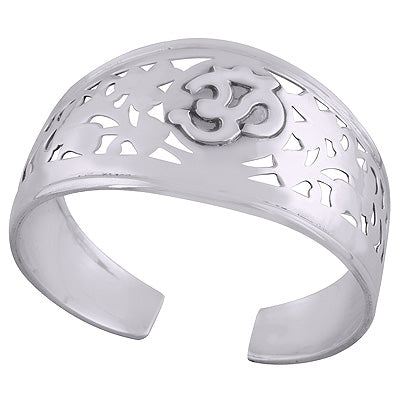 Gorgeous Jali Cut Around OM 925 Sterling Solid Silver Bangle - R7100000-37