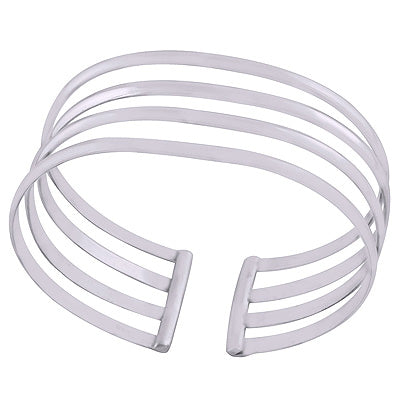 Gorgeous Cut out between Layers 925 Sterling Solid Silver Bangle - R7100000-40
