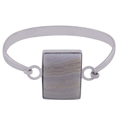 Beautiful huge Gemstone Blue Lace Agate Rectangle Shape 926 Sterling Solid Silver Bangle - R7100003-11