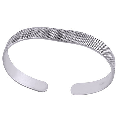 Stunning Engraved Pattern on 925 Sterling Solid Silver Bangle - R7100011-10