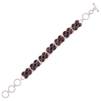 Stunning Gemstone Pattern Around Tourmaline Oval Shape 925 Sterling Solid Silver Bracelet - R7400001-89