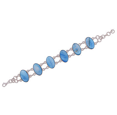 Gorgeous Multiple Gemstones Shell Oval Shape 925 Sterling Solid Silver Bracelet - R7400003-4
