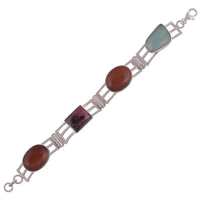 Rhodonite,Golden Sun Stone,Aqua Chalcedony - R7400006-8