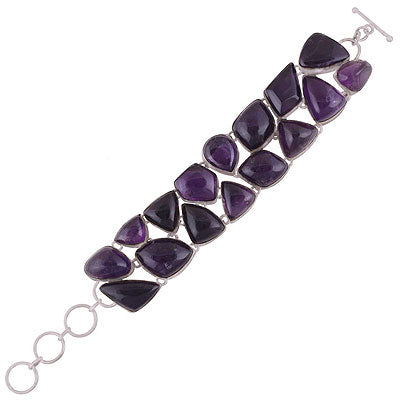 Gorgeous Gemstone Amethyst Multi Shapes 925 Sterling Solid Silver Bracelet - main product photo (R7400008-2)