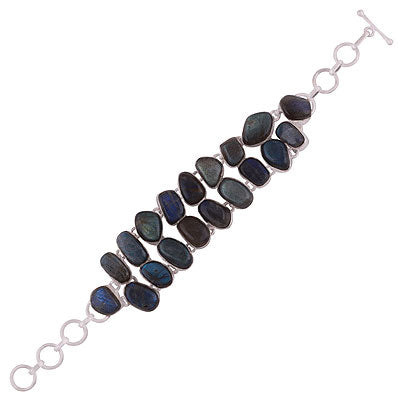 Gorgeous Gemstone Labradorite Multi Shapes 925 Sterling Solid Silver Bracelet - R7400008-6