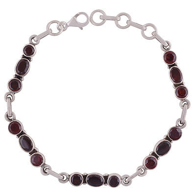 Gorgeous Handcrafted Using Multiple Shaped Gemstones Amethyst Oval,Round Shape 925 Sterling Solid Silver Bracelet - R7400022-5