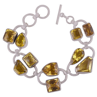 Stunning Fancy Shaped Gemstone Around Lemon Topaz Multi Shapes 925 Sterling Solid Silver Bracelet - R7400023-1