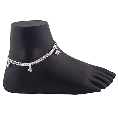 Beautiful Hanging Charm Plain 925 Sterling Solid Silver Anklet - R7600031-291
