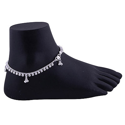 Beautiful Hanging Charm Plain 925 Sterling Solid Silver Anklet - R7600069-1