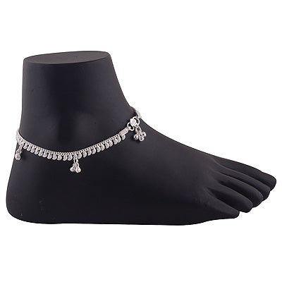 Beautiful Hanging Charm Plain 925 Sterling Solid Silver Anklet - R7600090-1