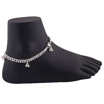 Beautiful Hanging Charm Plain 925 Sterling Solid Silver Anklet - R7600092-1
