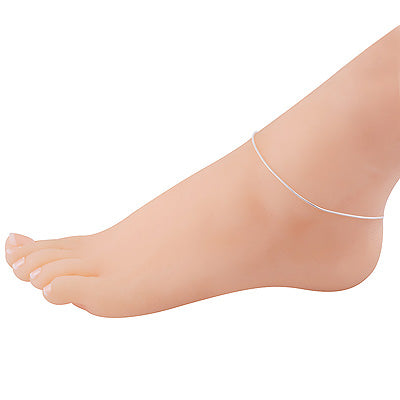 Beautiful Round Snake Chain Plain 925 Sterling Solid Silver Anklet - R7600107-1