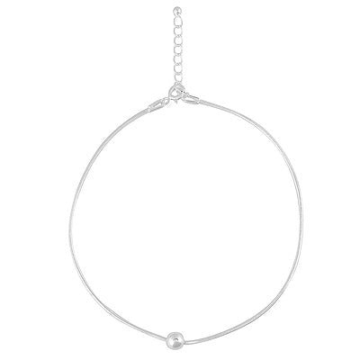 Stunning Beads Around Plain 925 Sterling Solid Silver Anklet - R7600116-1
