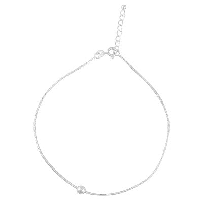 Beautiful Beads Around Plain 925 Sterling Solid Silver Anklet - R7600117-1