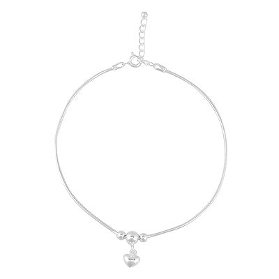 Stunning Hanging Charm Plain 925 Sterling Solid Silver Anklet - R7600118-1