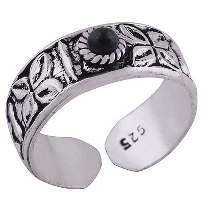 925 STERLING SILVER BLACK ONYX TOE RING - R8000039-8