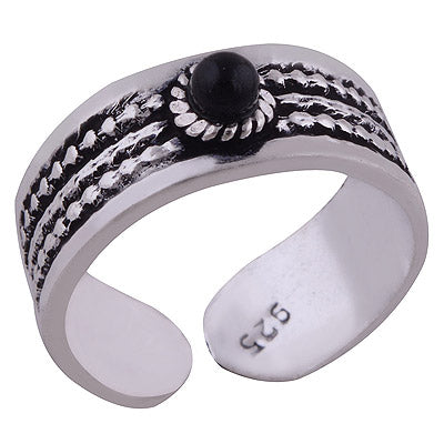 925 STERLING SILVER BLACK ONYX TOE RING - R8000041-8
