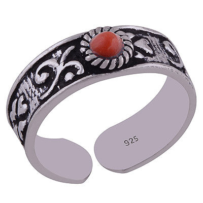 925 STERLING SILVER CORAL TOE RING - R8000054-2