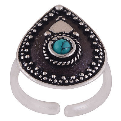 Beautifully Handcrafted Rawa Work Around Turquoise Round Shape 925 Sterling Solid Silver Toe Rings - R8000068-1