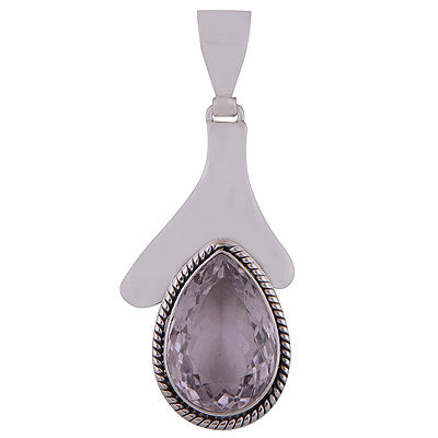 Alluring Textured Wire Around Pink Amethyst Pear Shape 925 Sterling Solid Silver Pendant - R8400000-1106