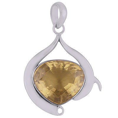 Uniquely Designed Lemon Topaz Heart Shape 925 Sterling Solid Silver Pendant - R8400000-906