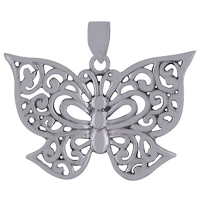 Butterfly Jali Cut Pattern Plain 925 Sterling Solid Silver Pendant - R8400001-487