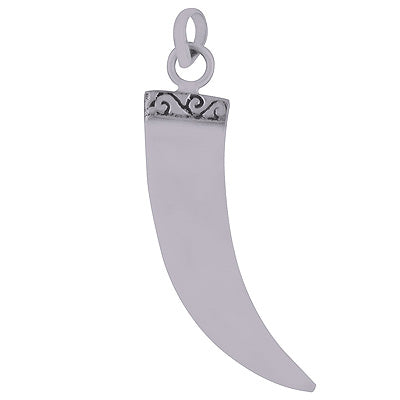 Antique Tooth Plain 925 Sterling Solid Silver Pendant - R8400001-504
