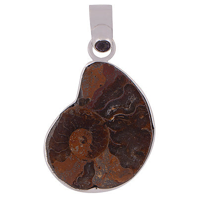 Beautiful Shell Pendant Amethyst,Ammonite Irregular Shape 925 Sterling Solid Silver Pendant - R8400004-20