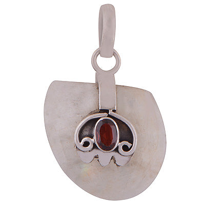 Alluring Handwork with Gemstones On Rainbow Moonstone,Garnet Oval Shape 925 Sterling Solid Silver Pendants - R8400004-4
