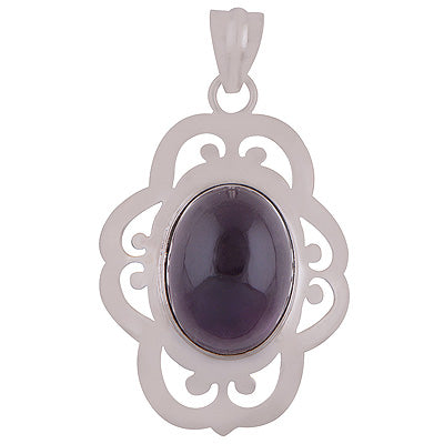 Stunning Jali Cut Work Around Amethyst Oval Shape 925 Sterling Solid Silver Pendants - R8400004-7
