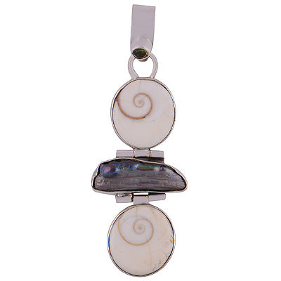 Gorgeous Handcrafted Gemstone Cluster Shiva Eye,Shell Irregular Shape 925 Sterling Solid Silver Pendant - R8400005-21
