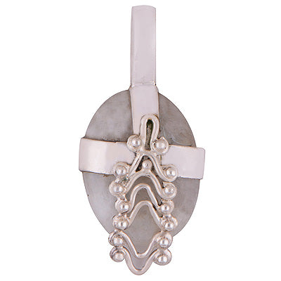 Beautiful Handwork On Gemstone Rainbow Moonstone Oval Shape 925 Sterling Solid Silver Pendant - R8400008-10