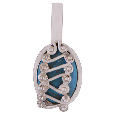 Beautiful Handwork On Gemstone Turquoise Oval Shape 925 Sterling Solid Silver Pendant - R8400008-2