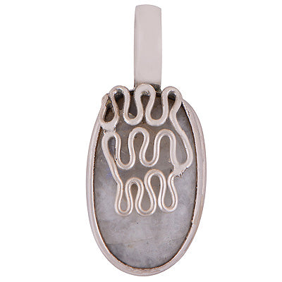 Alluring Silver Work on Gemstone Rainbow Moonstone Oval Shape 925 Sterling Solid Silver Pendant - R8400008-20