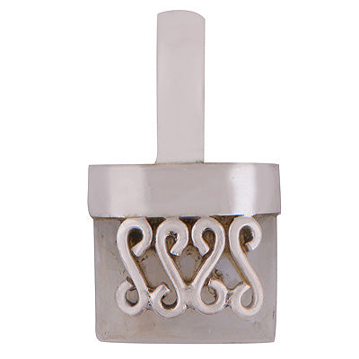 Alluring Silver Work on Gemstone Rainbow Moonstone Square Shape 925 Sterling Solid Silver Pendant - R8400008-4