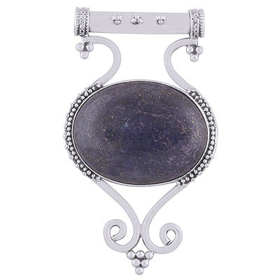 Alluring Handwork Around Gemstone Lapis Oval Shape 925 Sterling Solid Silver Pendant - R8400009-10