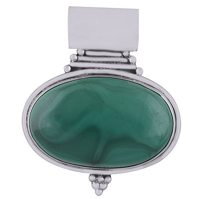 Alluring Handwork Around Gemstone Malachite Oval Shape 925 Sterling Solid Silver Pendant - R8400009-14