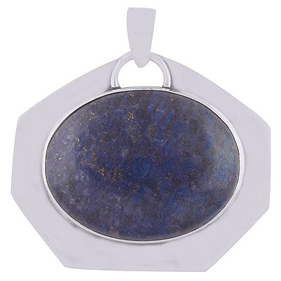 Edgy Beautifully Designed Lapis Oval Shape 925 Sterling Solid Silver Pendant - R8400011-10
