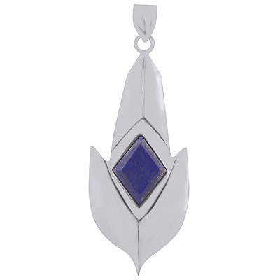 Beautiful Corn Inspired Design Lapis Rhombus Shape 925 Sterling Solid Silver Pendant - R8400011-11