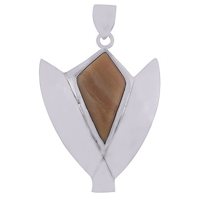 Beautiful Plain Work Gemstone Agate Kite Shape 925 Sterling Solid Silver Pendant - R8400011-19